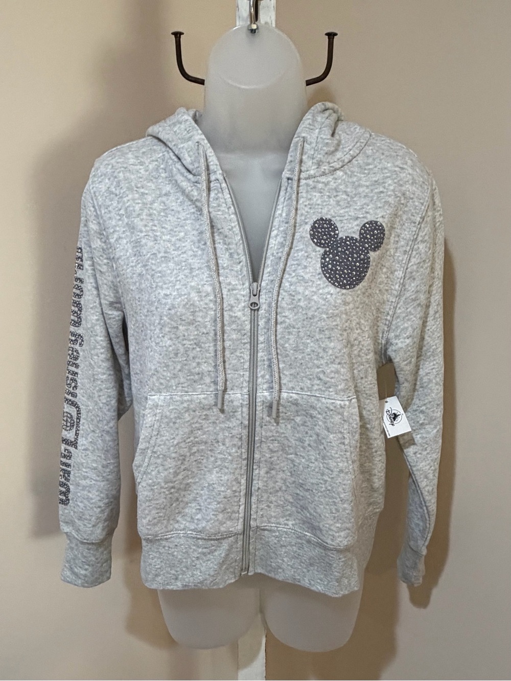 NEW GORGEOUS WALT DISNEY WORLD RHINESTONE EMBELLISHED FULL ZIP HOODIE JACKET XS